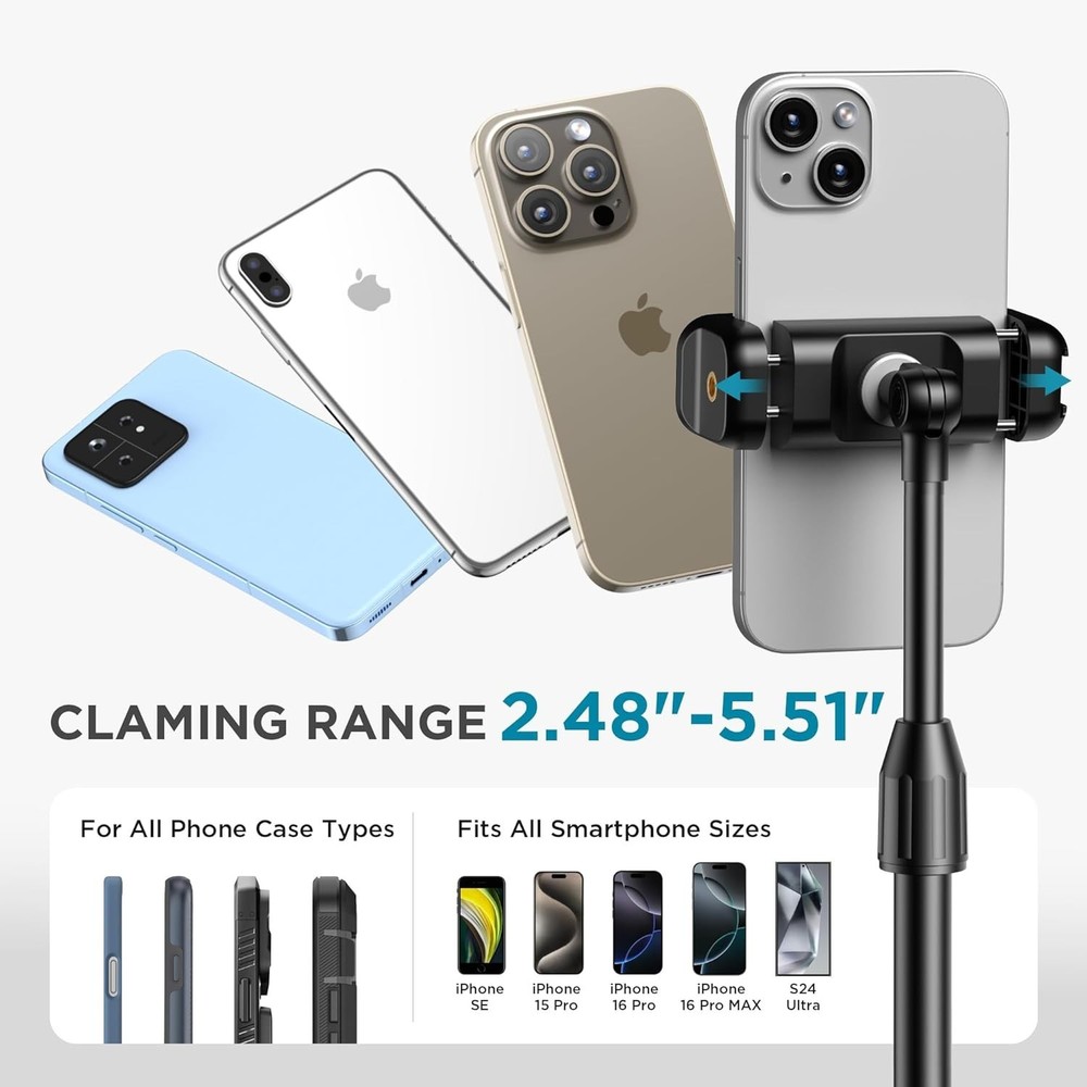 Webcam Mount Telescopic Stand with Black for Desk Table Recording