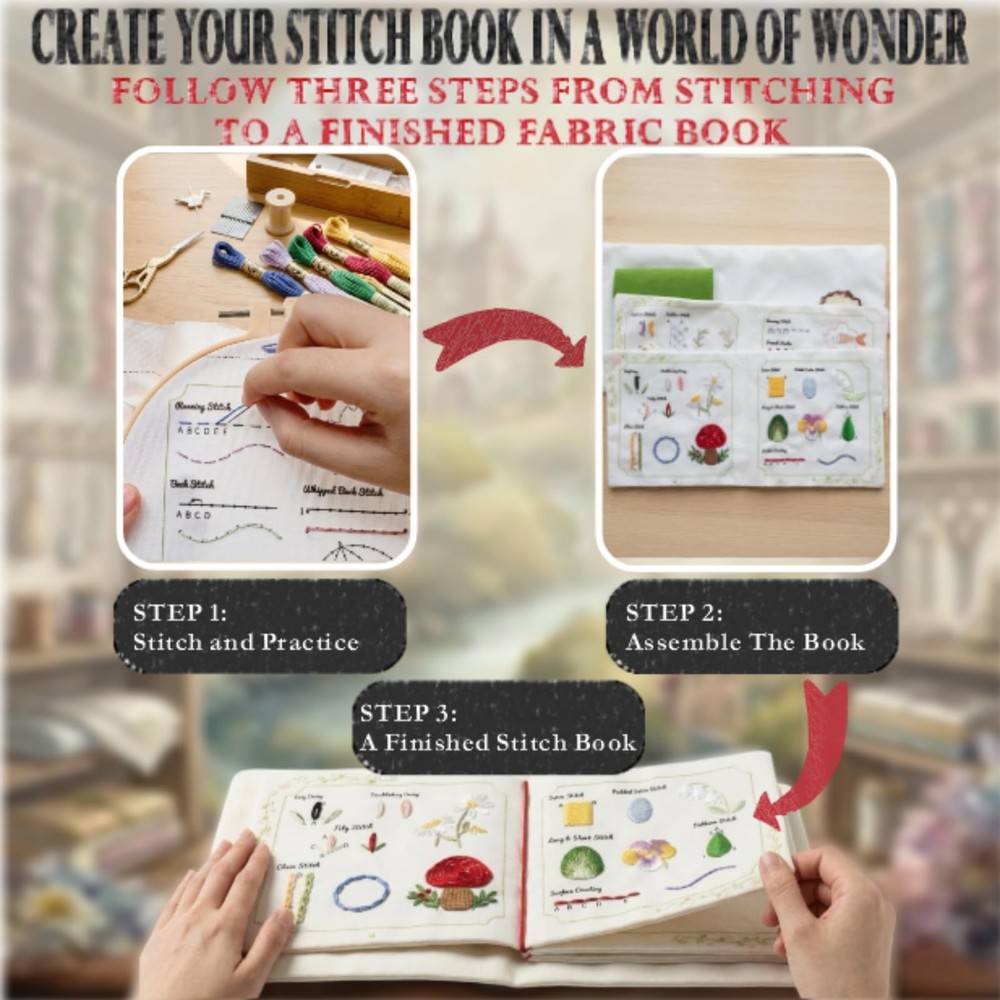 TenDawn Beginner Embroidery Stitch 6x5.5 inches, Basic & Intermediate Kit