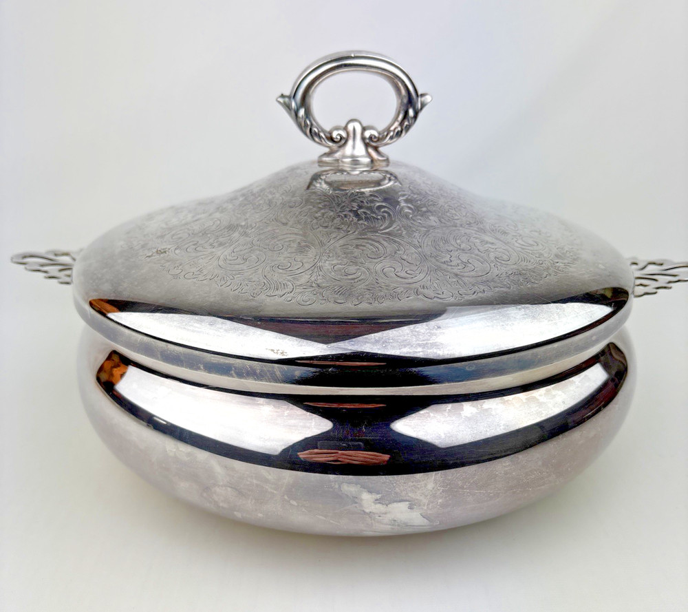 Vintage Sheffield Silver Serving Bowl With Lid ~ FREE SHIPPING ~ Beautiful Piece