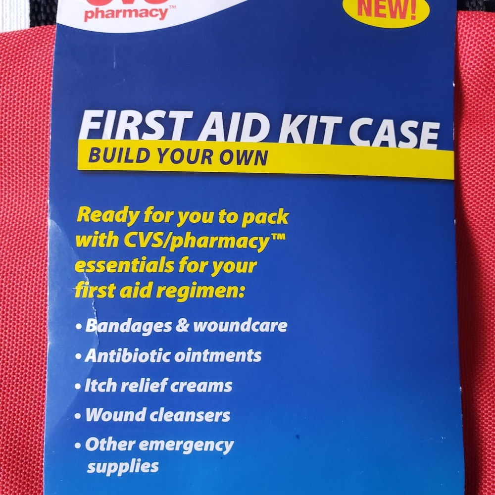CVS First Aid Kit Case Red Empty Case 7.5 x 6 Inches