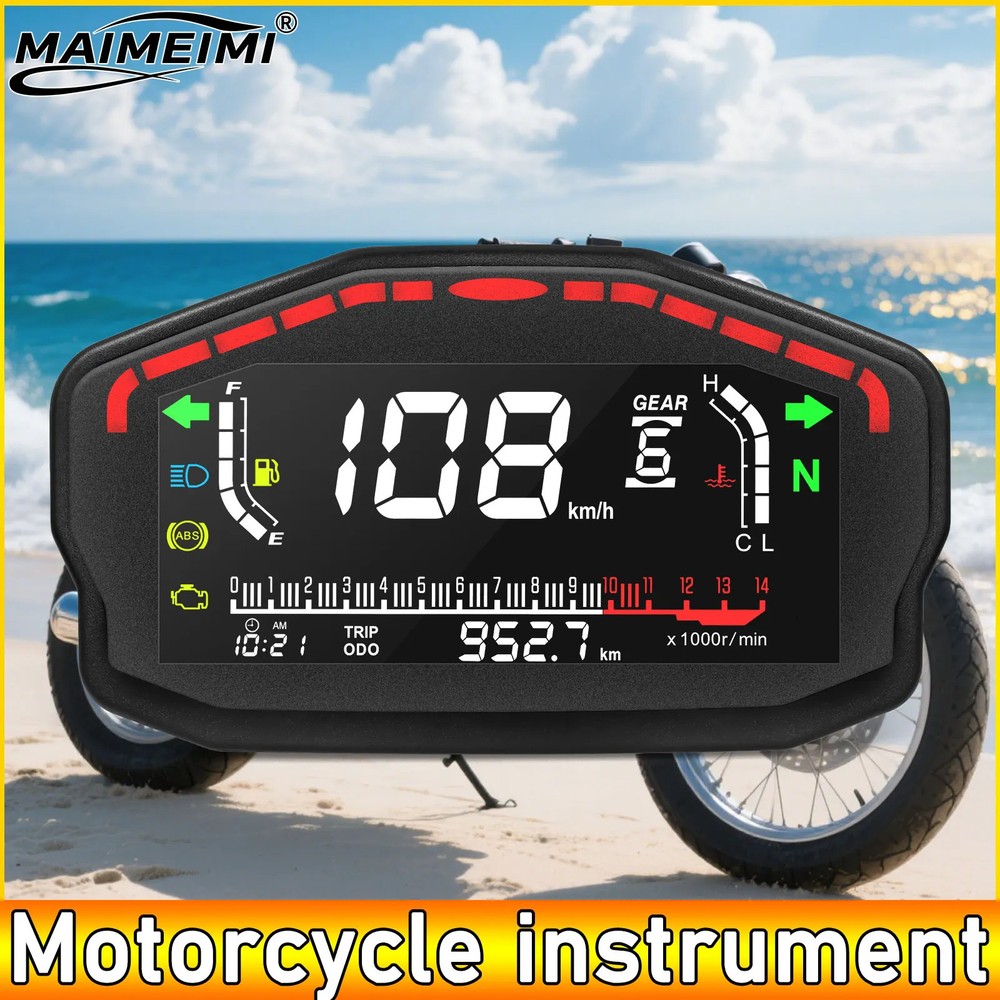 Motorcycle Modified Instrument + Speed Sensor LCD Meter Speed Odometer Meter