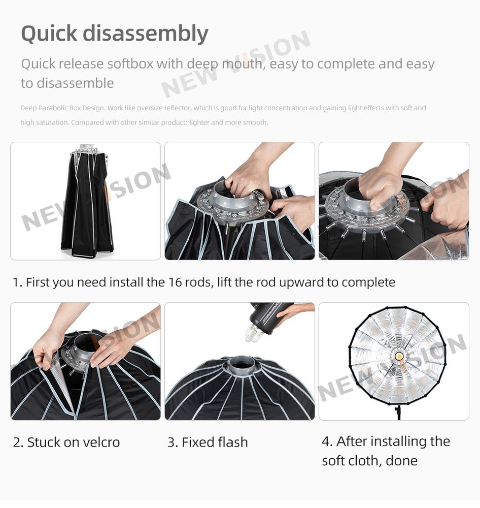 Triopo 120cm 47.2inch Quick Install Deep Parabolic Softbox Fr Bowen Studio Flash