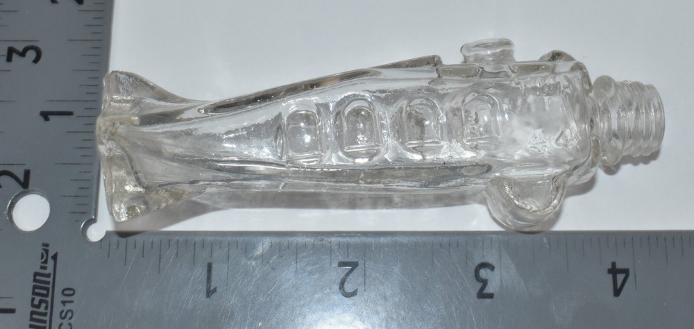 Antique Vintage Airplane Shaped Glass Candy Container