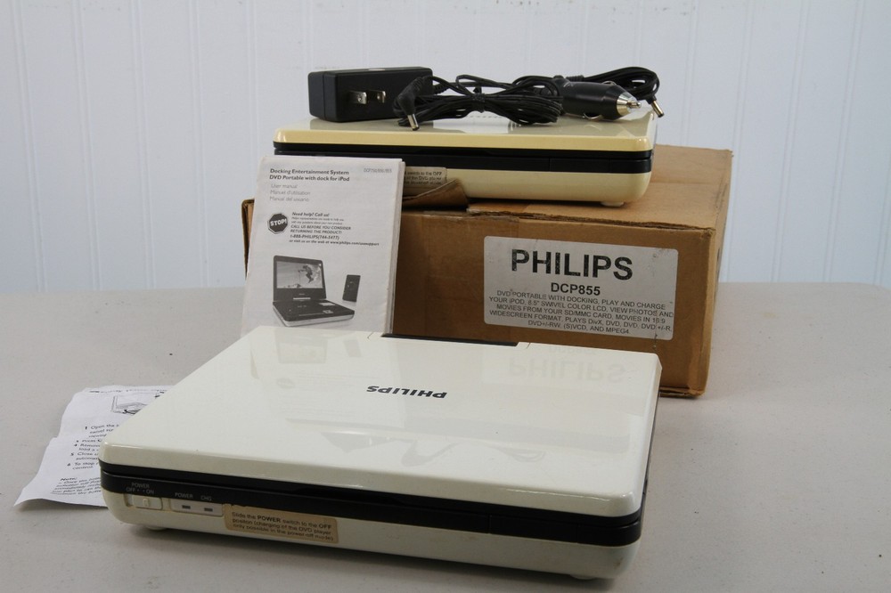 Vintage Philips DVD Portable Player DCP855 Bundle Parts