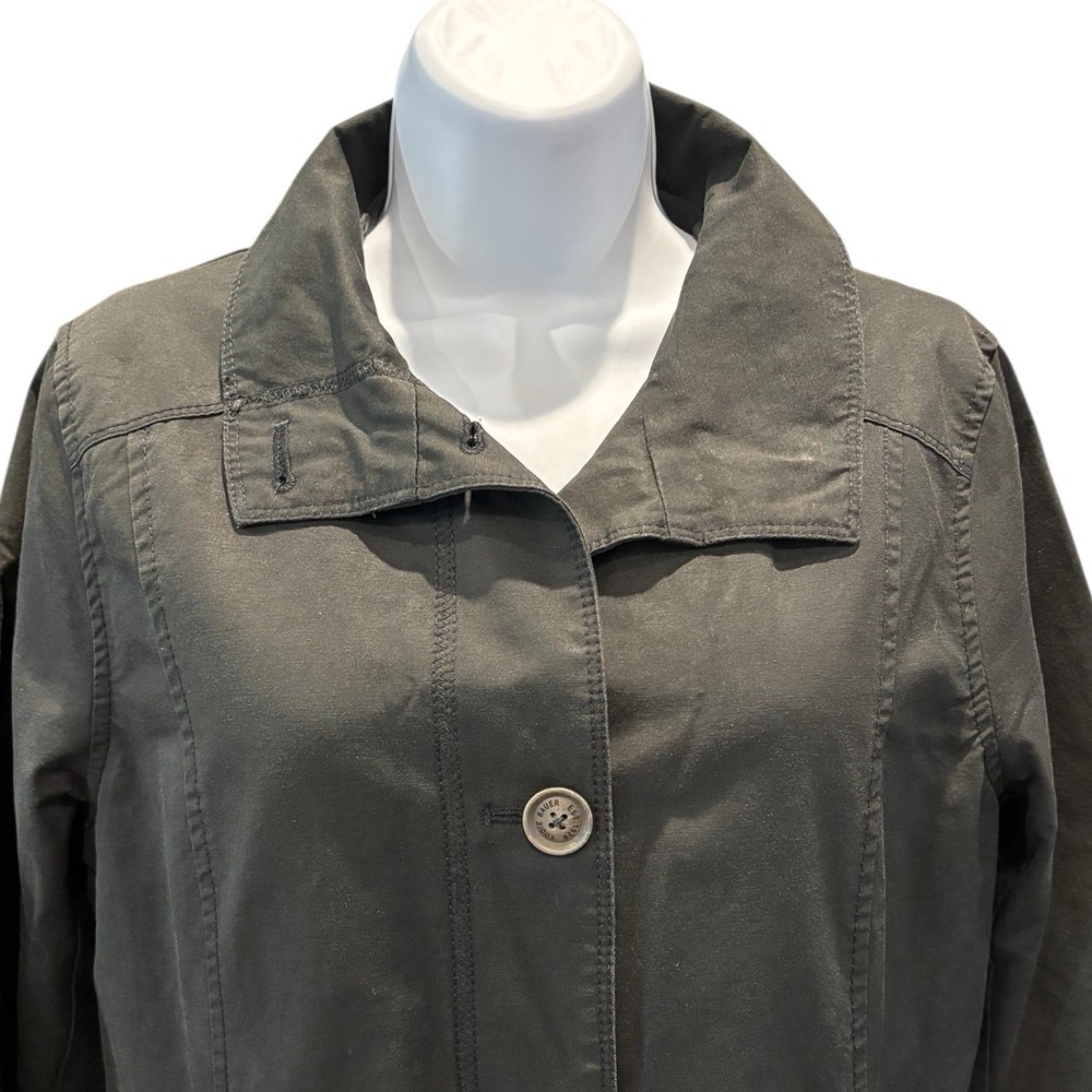 Eddie Bauer Black Utility Coat Women’s Medium – Button Front Jacket Cotton Nylon