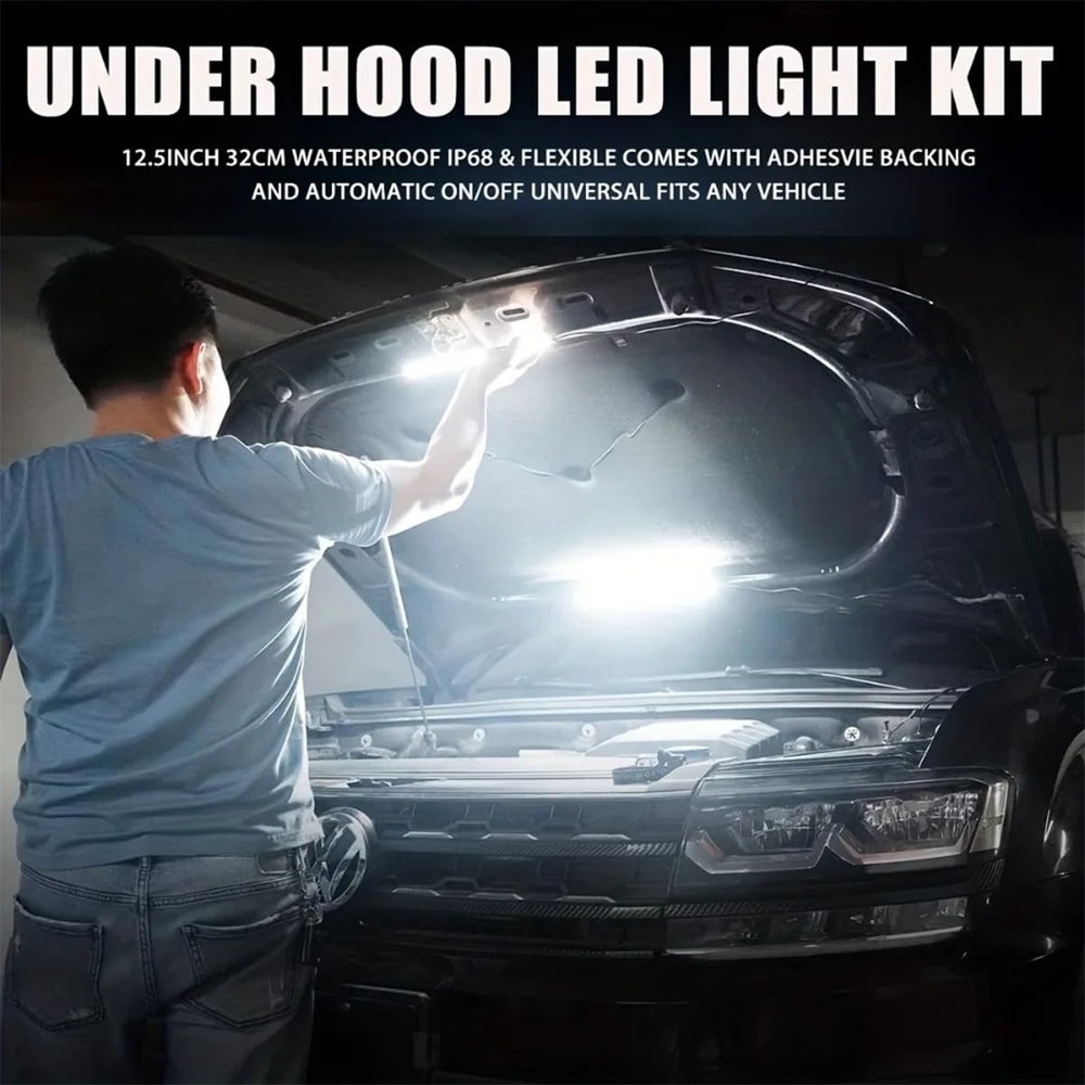 Car LED Work Light Kit, 12V Under Hood Work Inspection Lights, Automatic On/O...