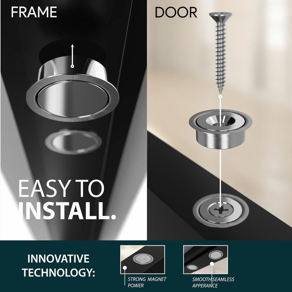 Concealed Magnetic Door Catch for Dummy Doors, 1 Pack, Gray