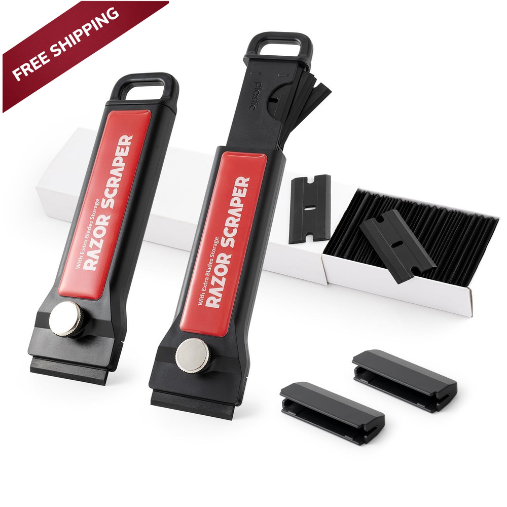 Gomake Plastic Razor Blade Scraper Tool with Container 2PCS Razor...