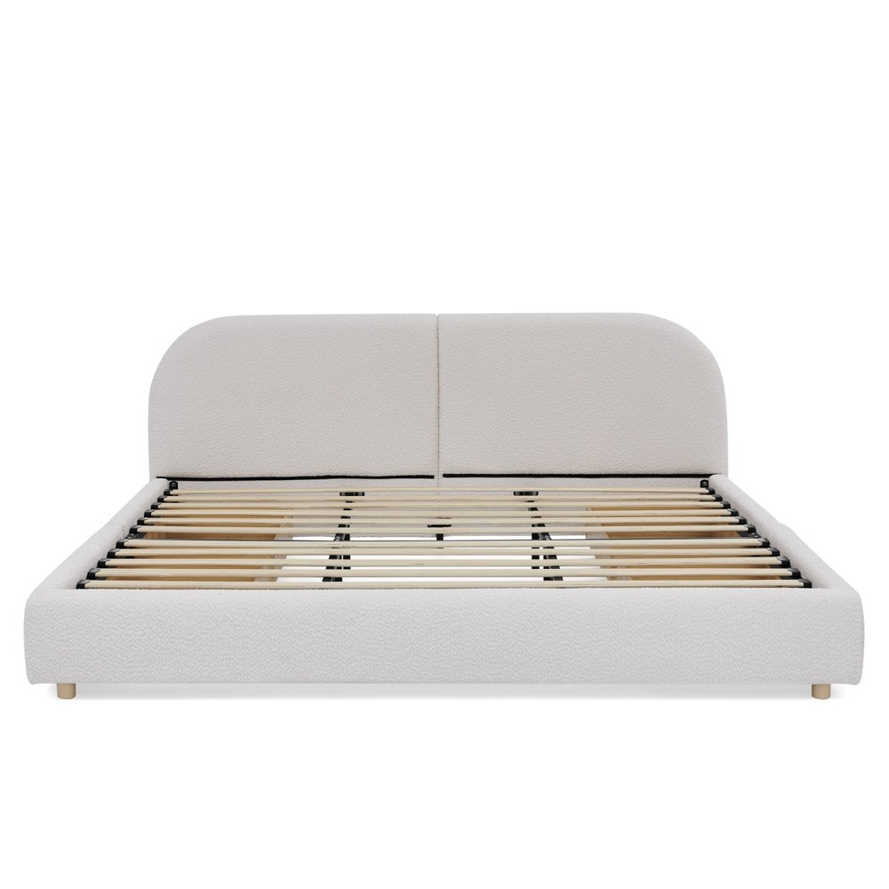 King Size Upholstered Platform Bed Frame with Headboard and 4 Storage Drawers
