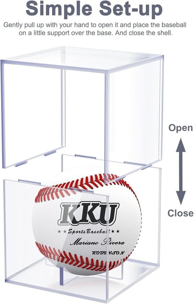 Elegant UV Protected Acrylic Baseball Display Case with Black Base, Round Design