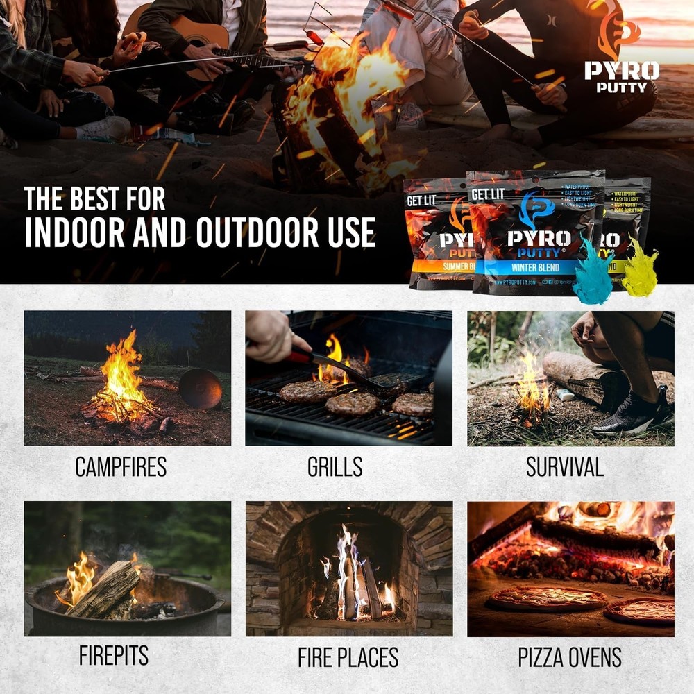 Pyro Putty: Single Use Waterproof Survival Fire Starter, 20 or 50 ct Foil Pac...