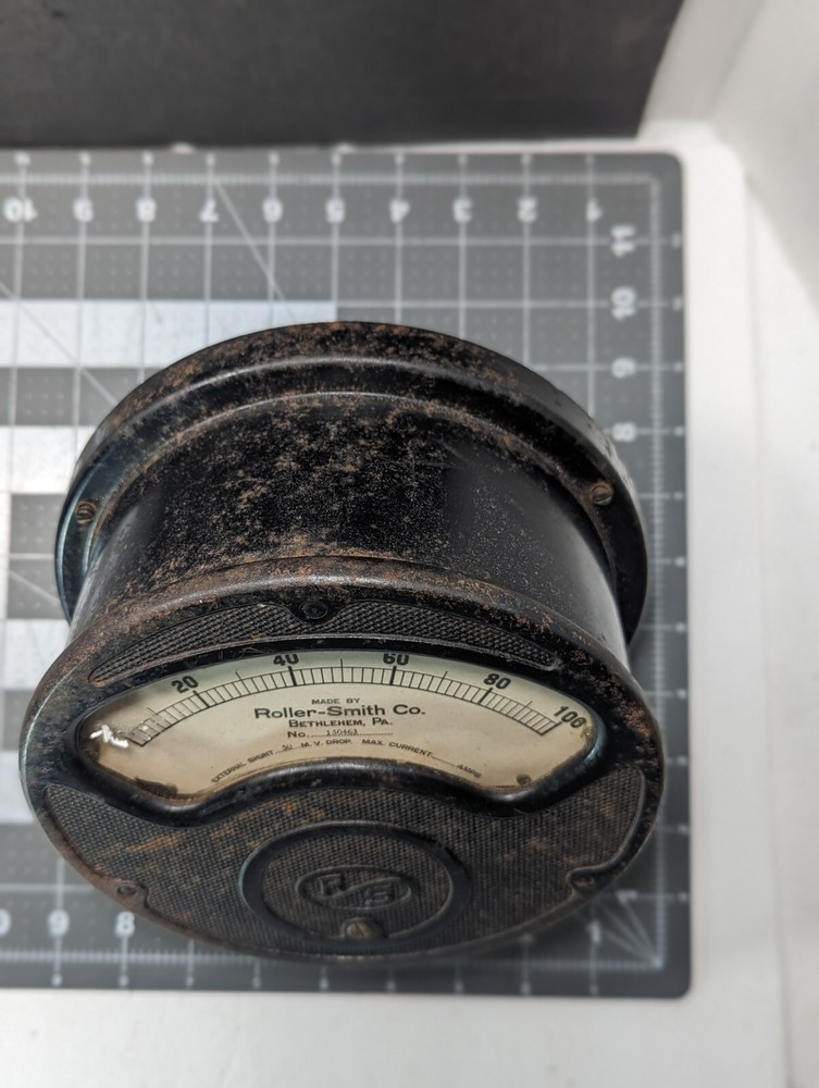 Roller Smith DC Amperes Meter USA Untested Steampunk Style