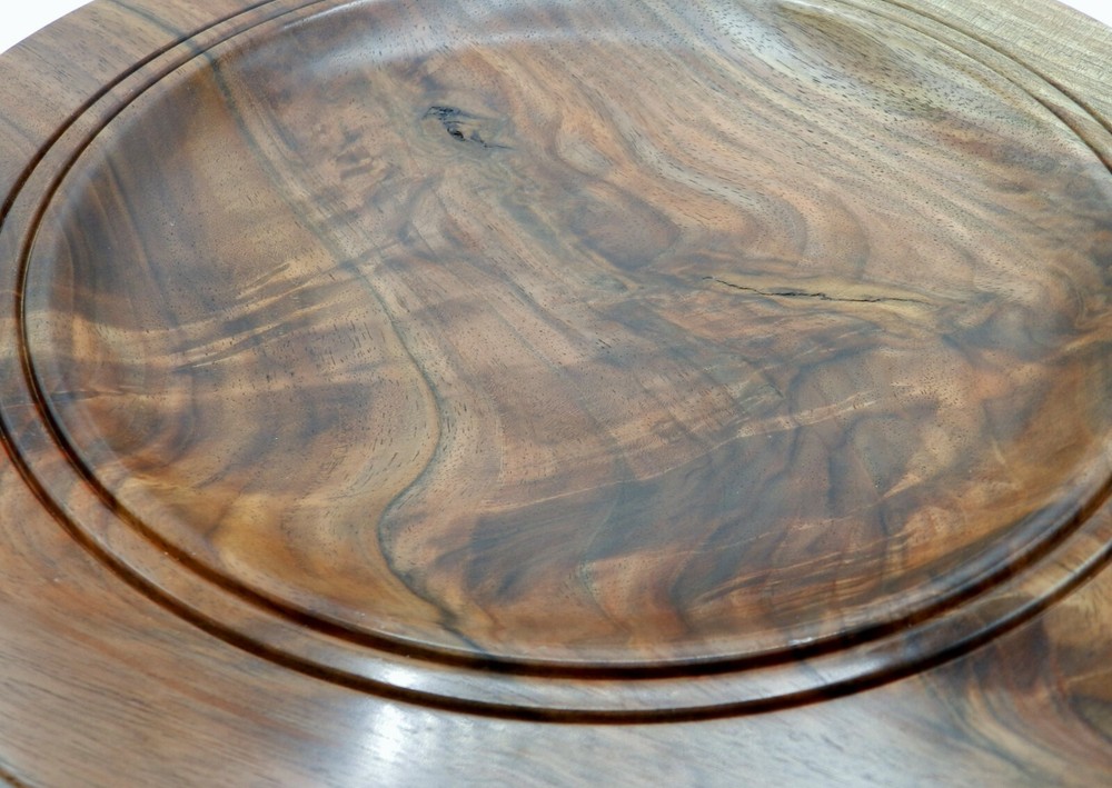 Handmade Crotch Figured Black Walnut Platter. Stunning flame pattern/colors. #95