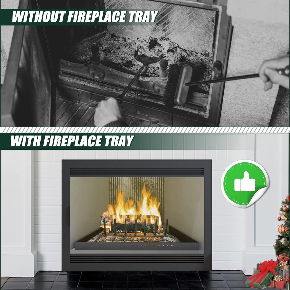 Adjustable Fireplace Tray, Expandable Ash Pan for Ash Collection, Galvanized Ste
