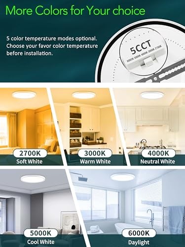 Third Generation LED Flush Mount Ceiling Light, Dimmable 12 inch White（2 Pack）
