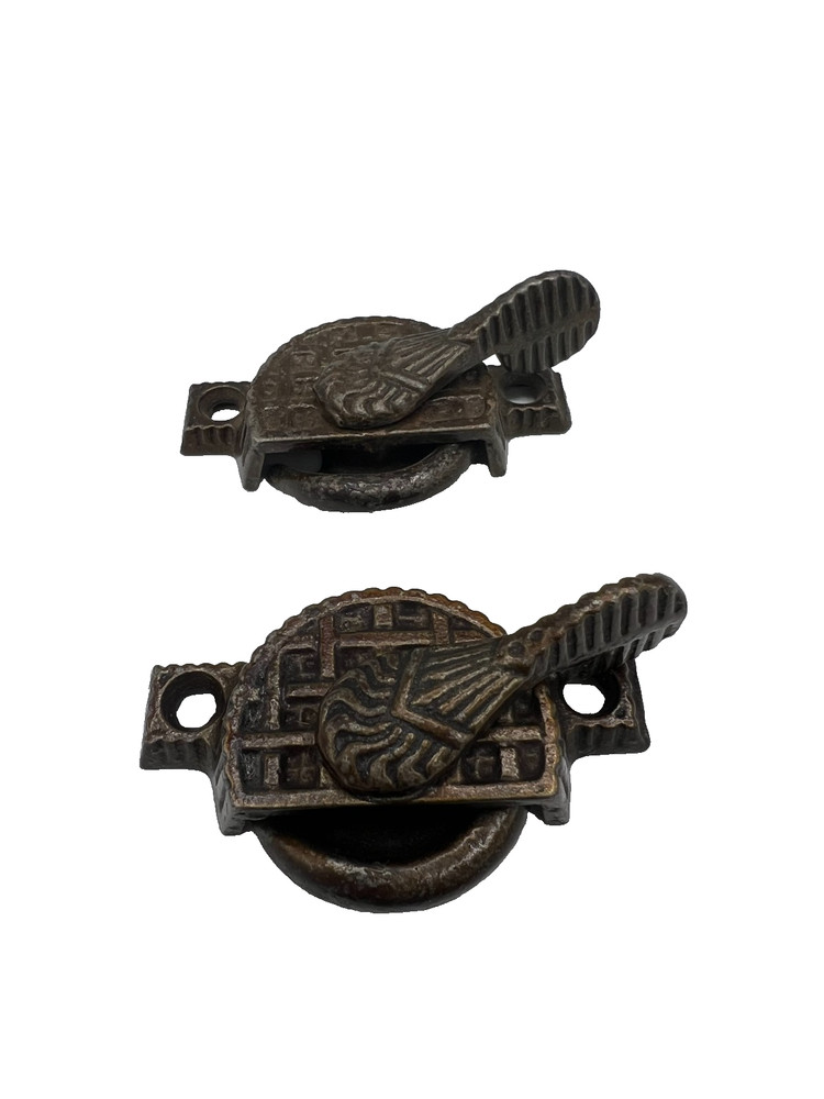 3 matching Victorian Aesthetic 2 pc. Window Lock Latch Sets
