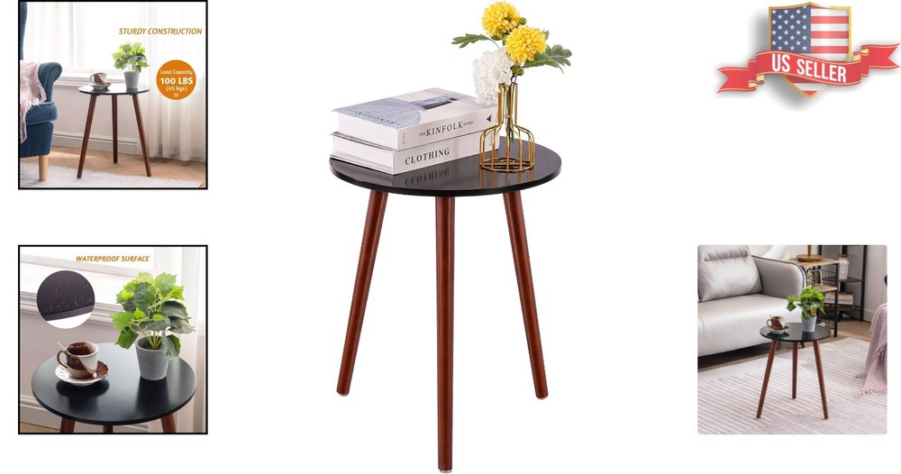 Round Side Table - Versatile End Table - Easy Assembly - 16.5 x 20.5 Inches