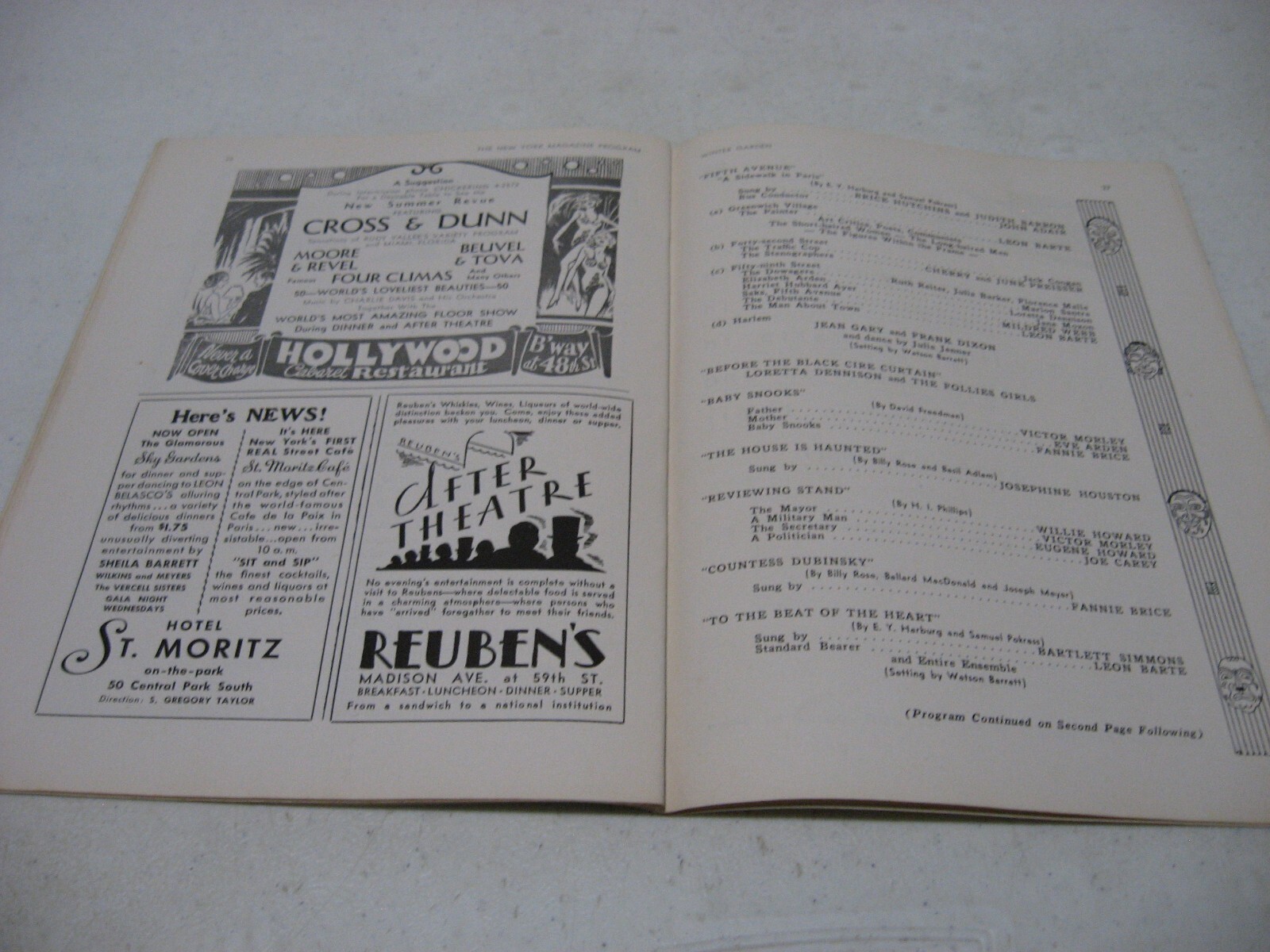 1934 Winter Garden Theatre Playbill Ziegfeld Follies Glorifying American Girl