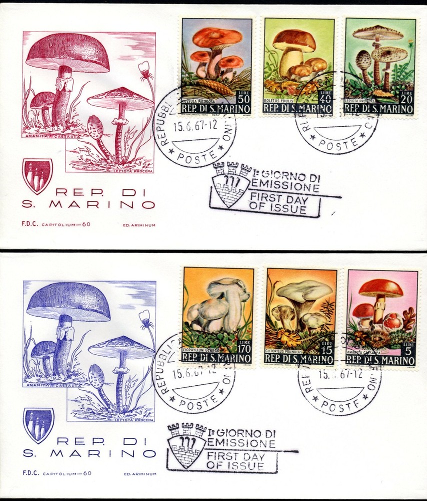 FDC SAN MARINO 1967 MUSHROOMS