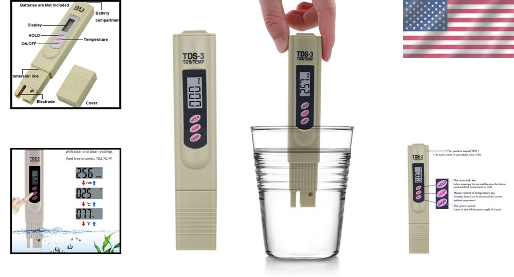 Multifunctional Water Tester with Auto-Off & Hold Features - Compact Design