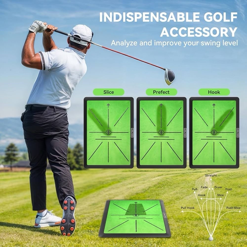 Golf Hitting Mat,Golf Training Mat for Swing Path Feedback Detection Batting