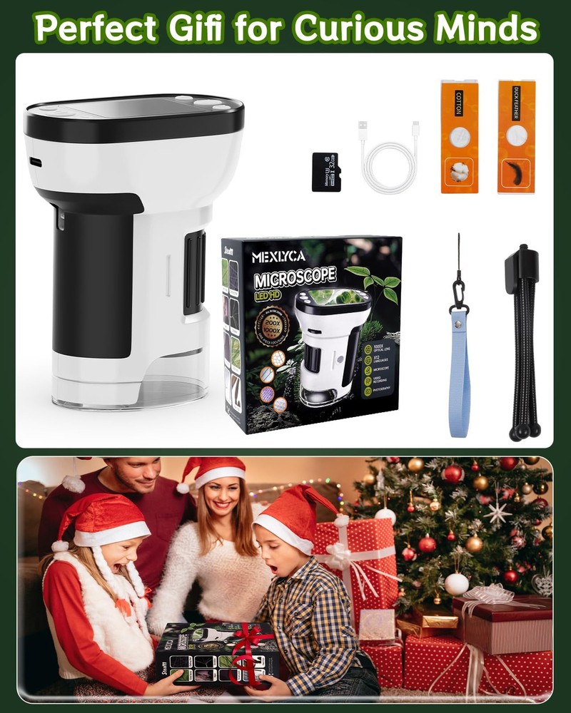 Handheld Microscope 1000X Magnification, 2.0" Screen - Educational Tool for Kids