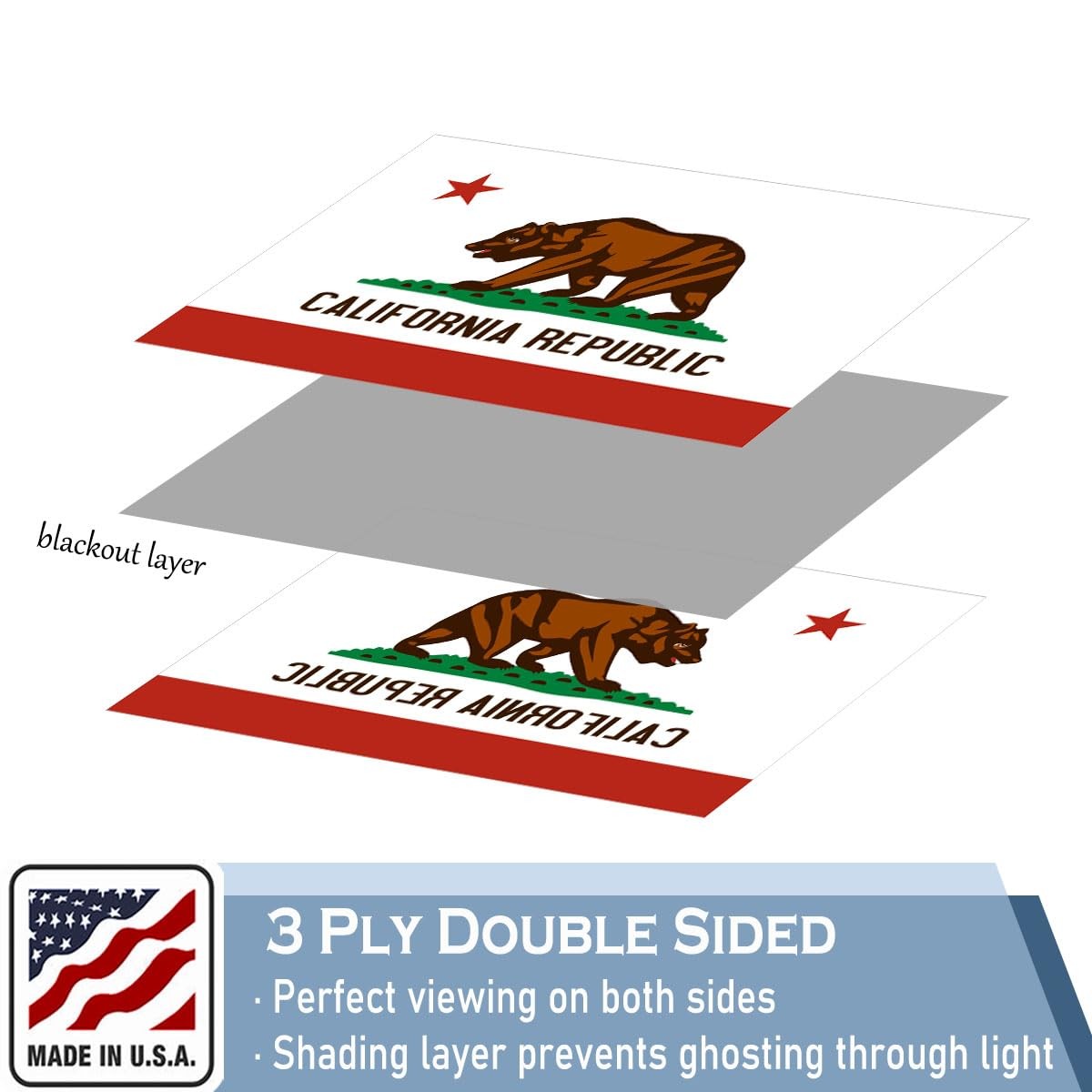 KEYCA California Republic State State Flags 3x5 Outdoor Heavy Duty Double Sided