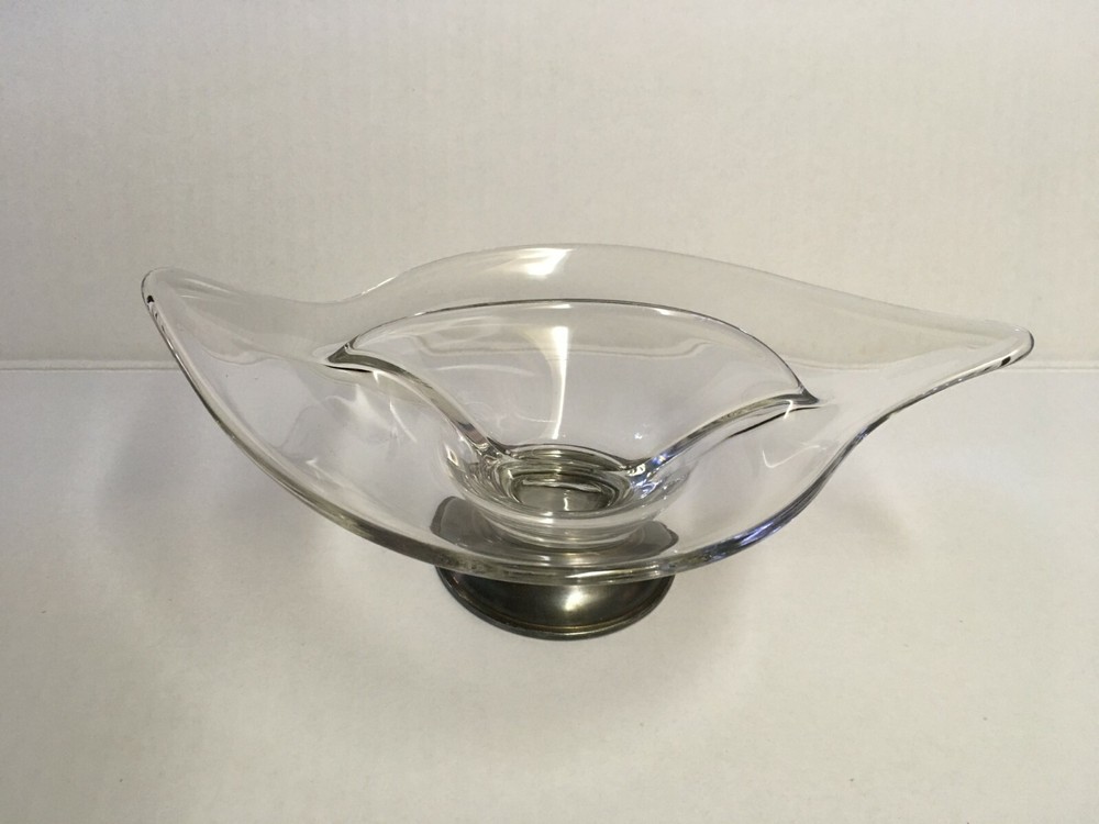 Crown Sterling Silver & Glass Divided Dish