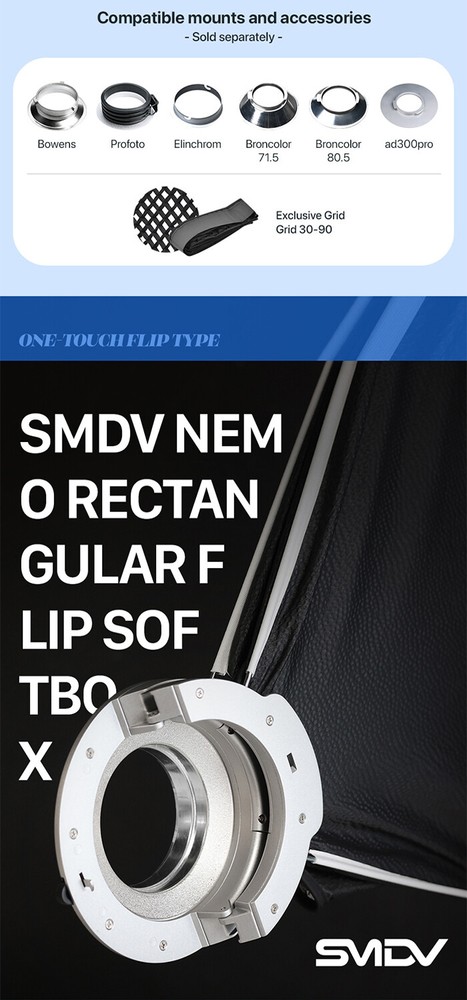 SMDV FLIP NEMO 60x90 Quick Soft Detachable Rectangular Diffuser Speed-Box+Pouch