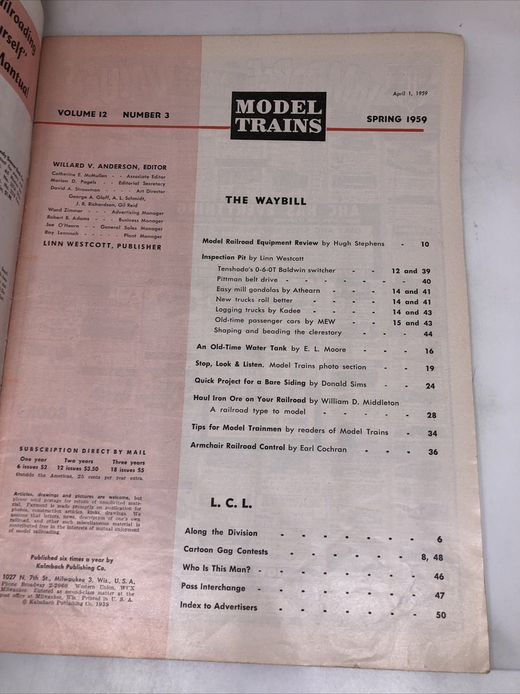 Model Trains Magazine Spring, 1959