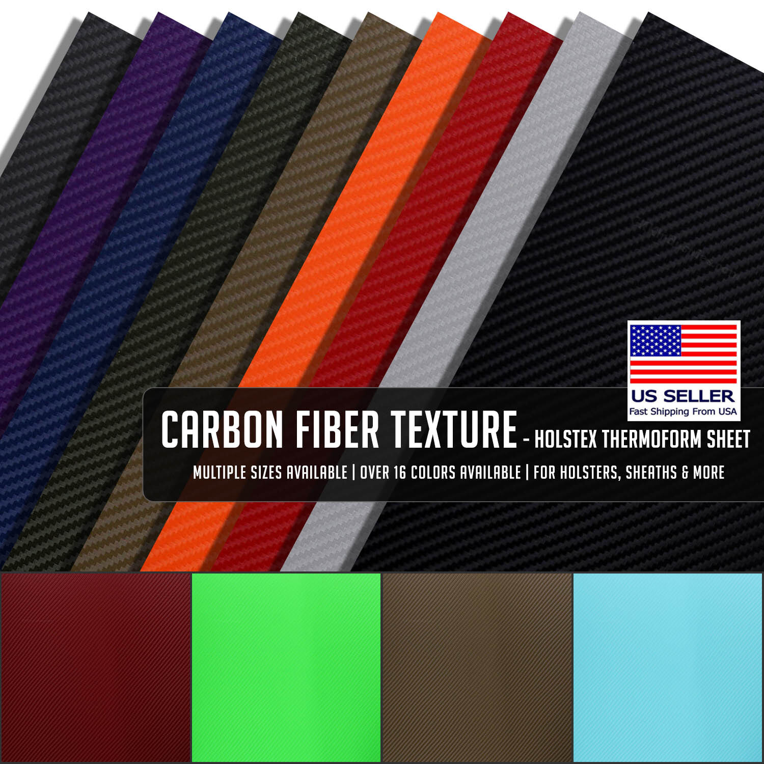 HOLSTEX® Sheet - Carbon Fiber Texture - (Select Size & Thickness)