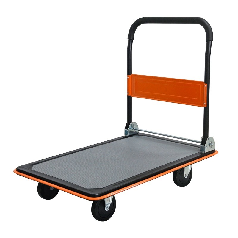 660lbs Flatbed Cart, Orange Foldable Cart Dolly 35.4"X23.6" Platform Hand Truck