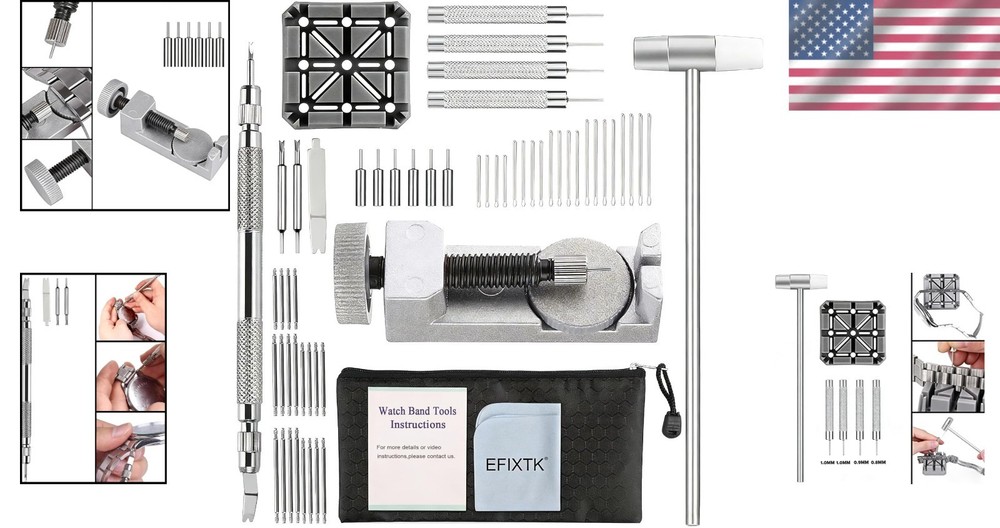 Adjustable Watch Band Tool Set - Ideal for Various Sizes with Replacement Pins