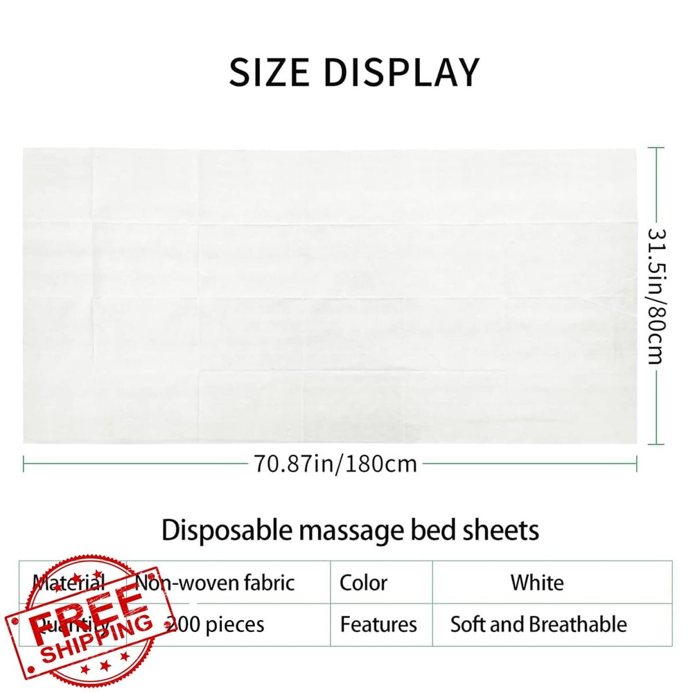 YEEOZOE 200PCS Disposable Massage Table Sheets White 71"x31"