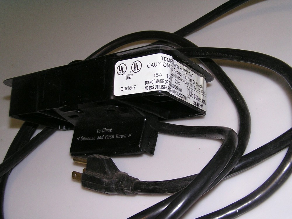 Temporary Power Tap Panel Mount Dual Receptacle 15 AMP BREAK