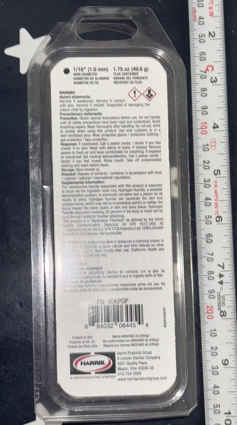 1 X Harris Safety-Silv 45 Brazing Kit 45KPOP HR7 130090 1/16” SF45 ONE KIT