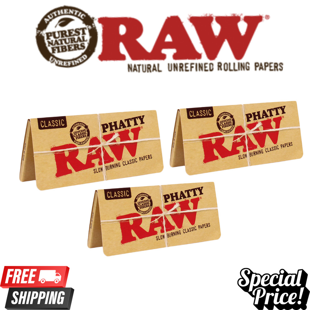 RAW Classic Phatty Rolling Papers – 3 Pack | Creaseless