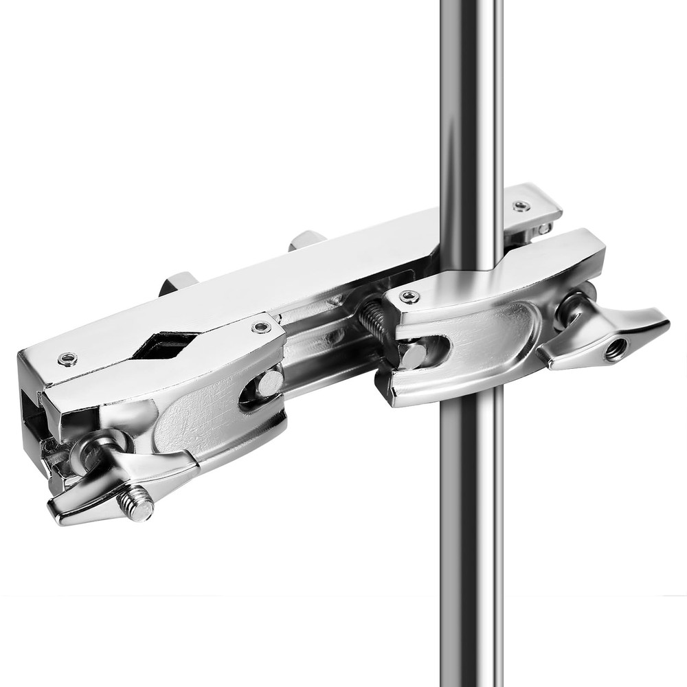 Cymbal Stand Multi-Clamp, Silver Drum Clamp Mount, Adjustable Percussion Drum