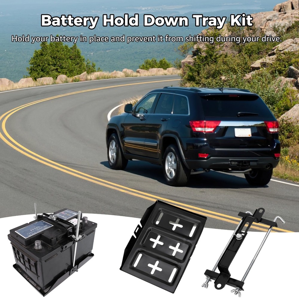 Battery Hold Down Tray Kit Universal Metal Storage Holder Adjustable Bracket