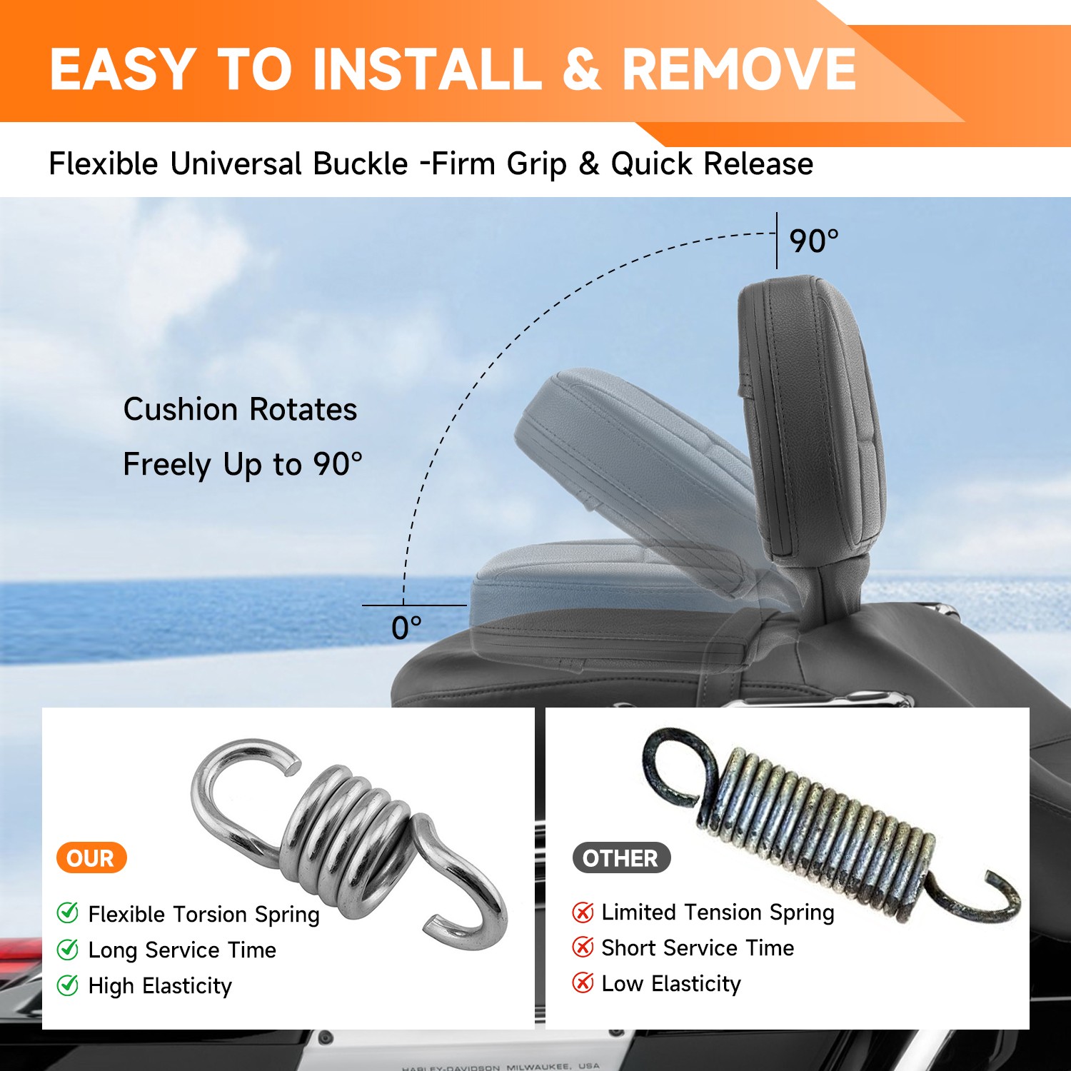 Plug-In Driver Rider Backrest Pad For Harley Touring Road Street Glide 2009-2026