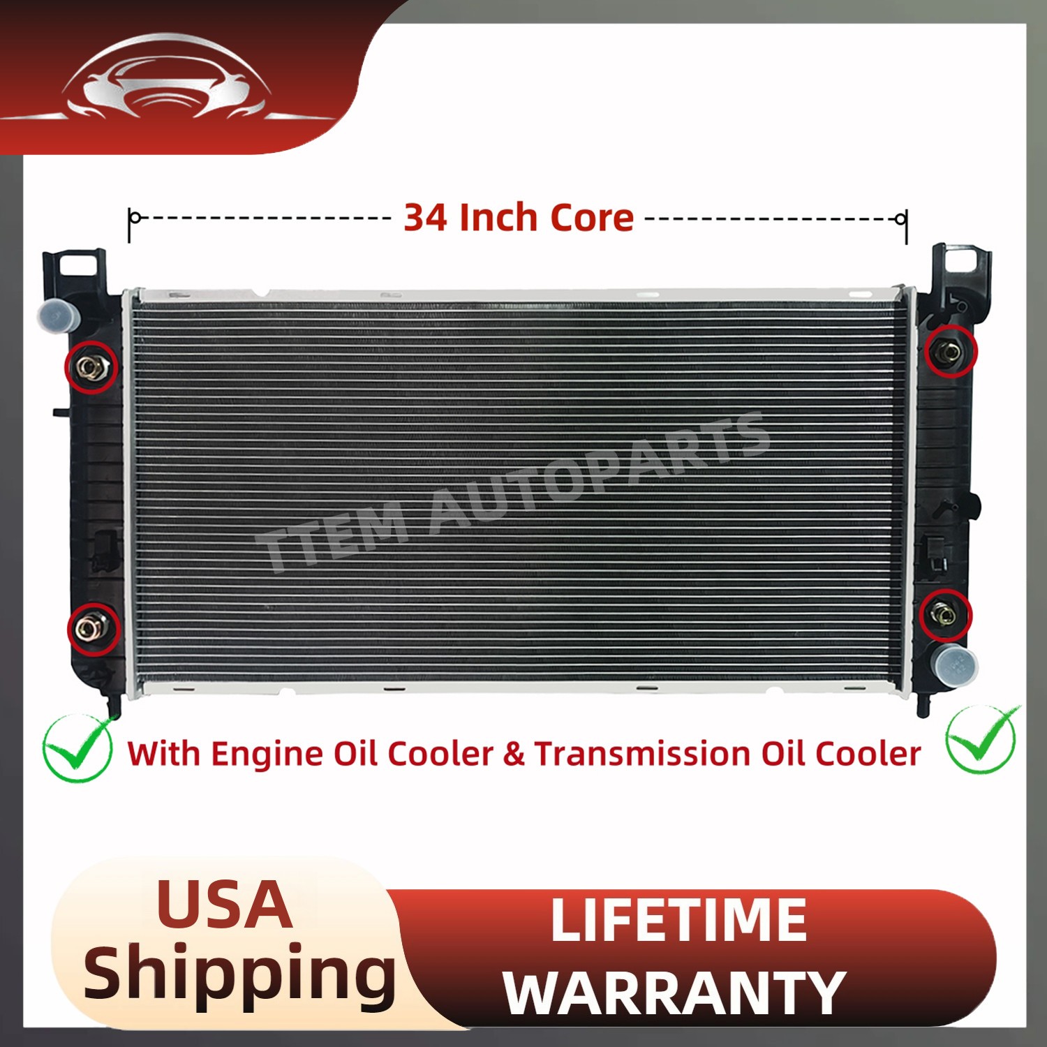 34'' #2370 Radiator For Chevy Silverado 1500 2500 Suburban Tahoe 4.8L 5.3L 6.0L