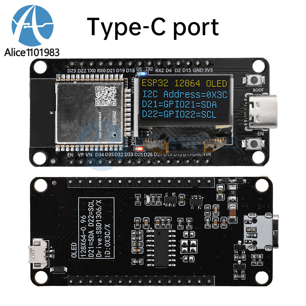 0.96" ESP32 ESP-32D WIFI Bluetooth Development Board OLED CH340C Module Type-C