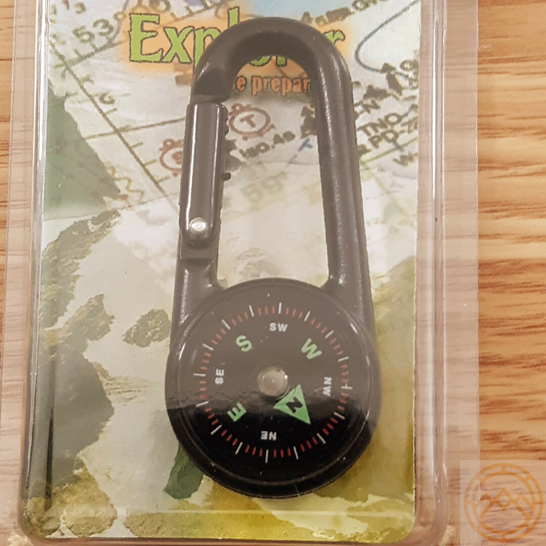 Explorer Compass / Thermometer In One With Integrated Carabiner Black Casing