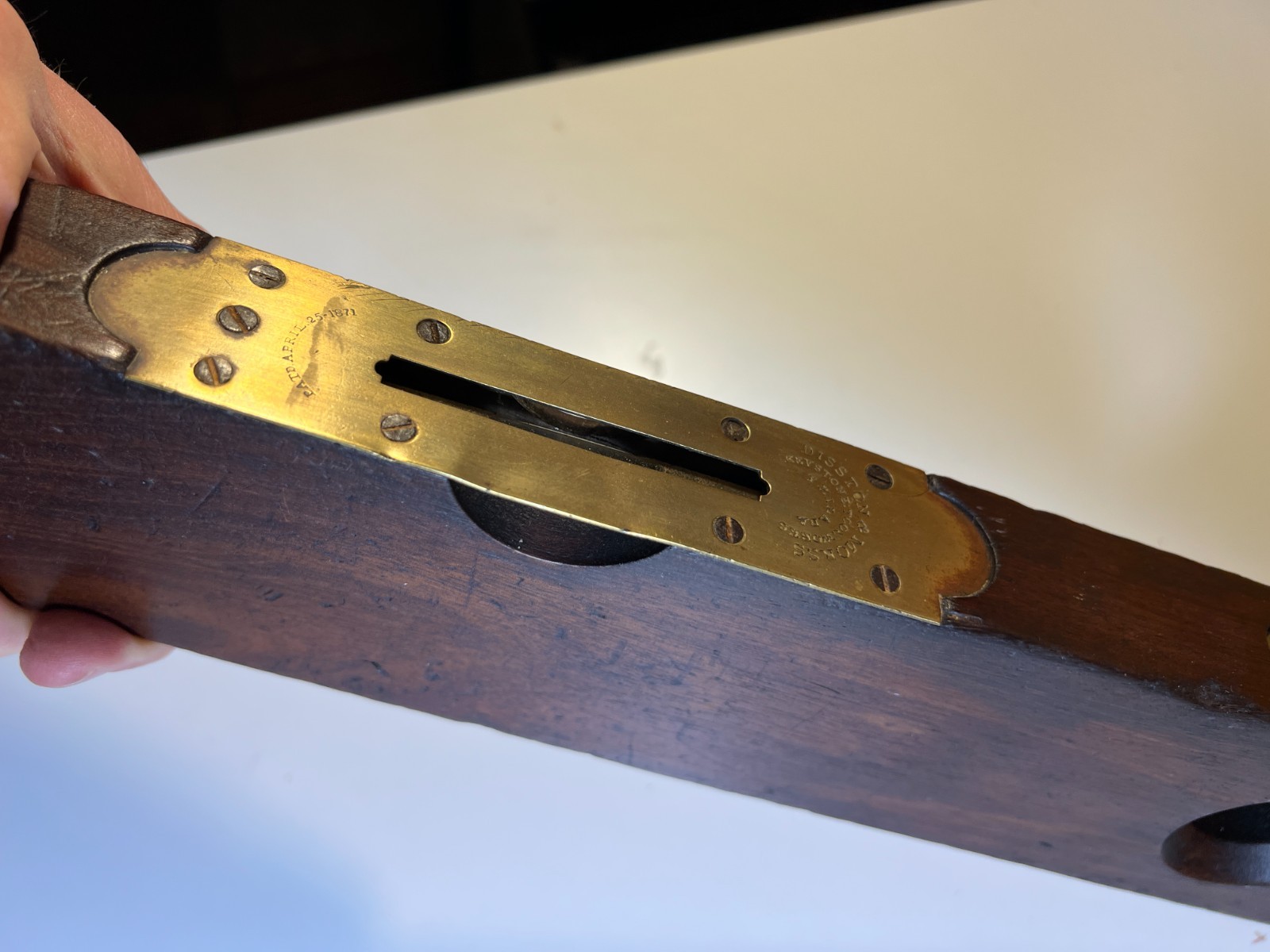Rare Early Disston & Morss Precision Spirit Level Patent April 25, 1871 28" L