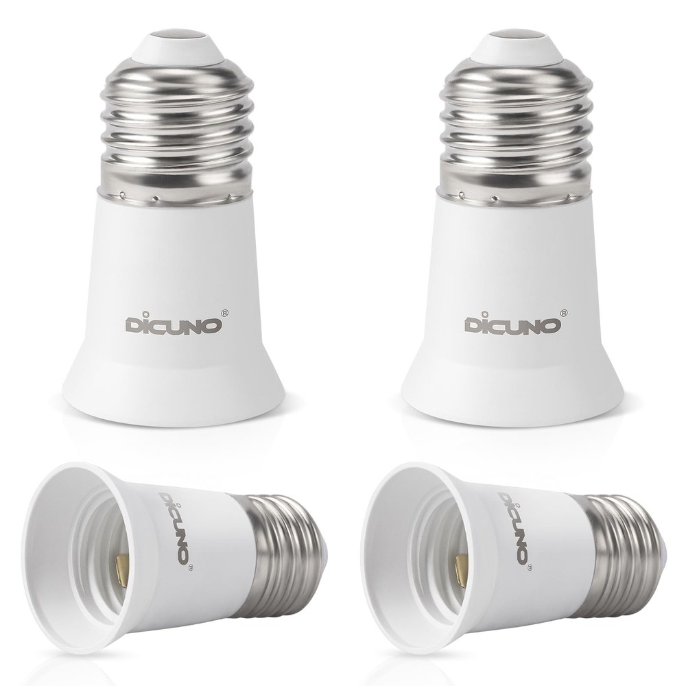 DiCUNO E26 3CM/1.2 Inch Socket Extender, Lamp Bulb 4-Pack, White