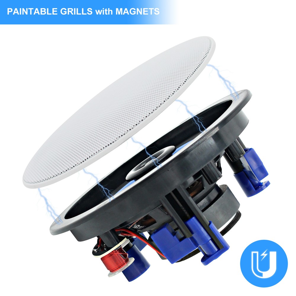 2PCS Herdio Ceiling Speakers 2-Way Flush Mount Wall+Bluetooth Amplifier Receiver