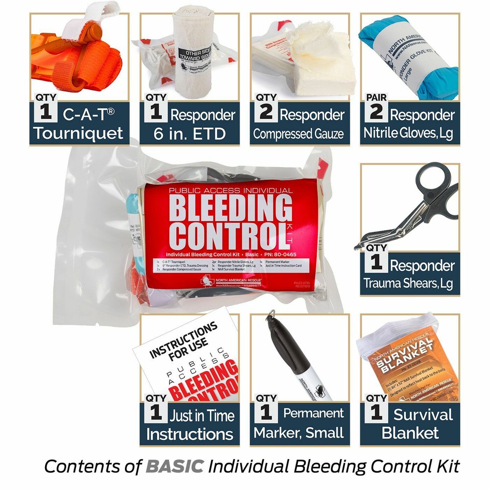 NAR- Public Access Bleeding Control Kit - Basic, Intermediate or Advanced