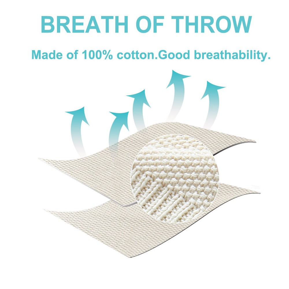 Soft 100% Cotton Solid Decorative Knitted Sofa / Bed Throw Blanket in 14 Colours