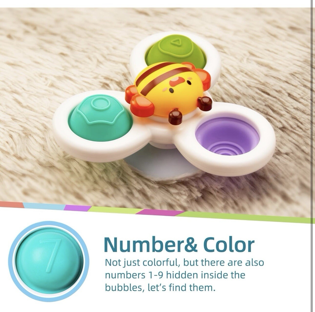 Suction Cup Spinner Toys 3pcs Spinning Top Baby Toys For 1 2 Year Old Boys Gifts