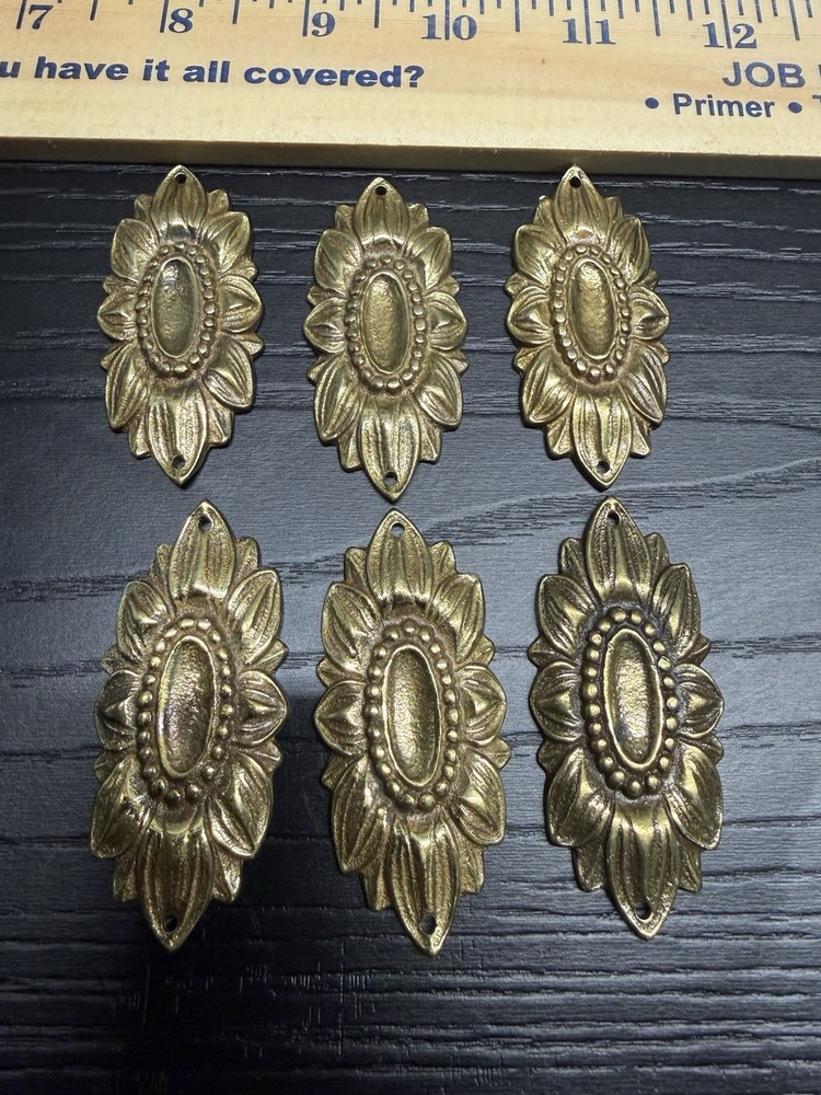 6 Vintage, Solid Brass, Decorative Ormolu Cabinets Antique ￼